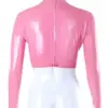 Cropped T Top – Latex High-Neck Long Sleeve Crop Top