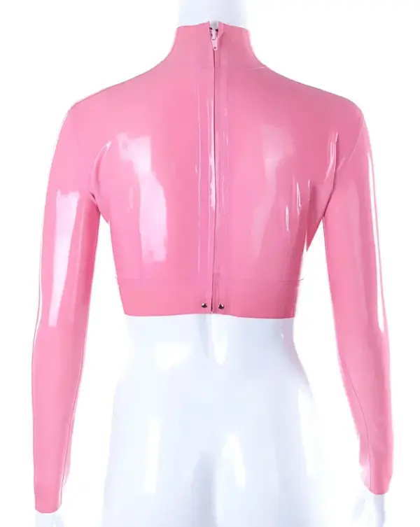 Cropped T Top – Latex High-Neck Long Sleeve Crop Top