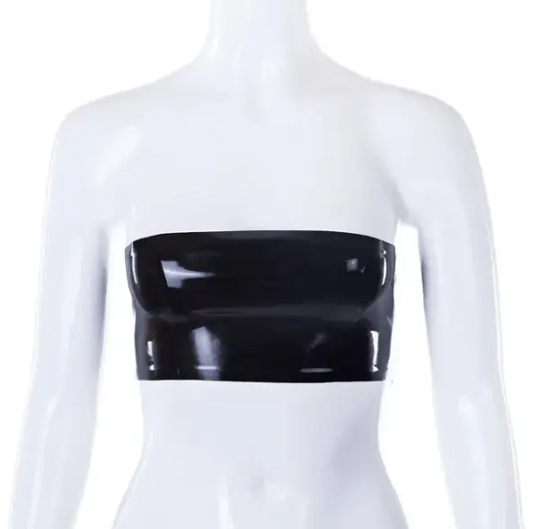 Bridget Latex Tube Crop Top – Sleek Strapless Design