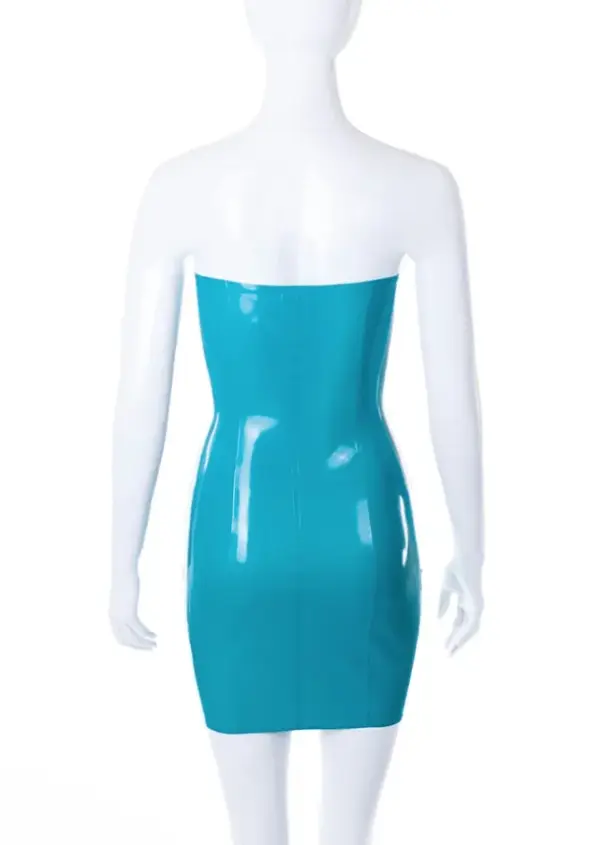 Bridget Strapless Latex Tube Dress – Vibrant Turquoise