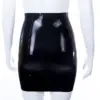 High-Waisted Black Latex Mini Skirt with Curved Hem – Sexy Pull-On Clubwear
