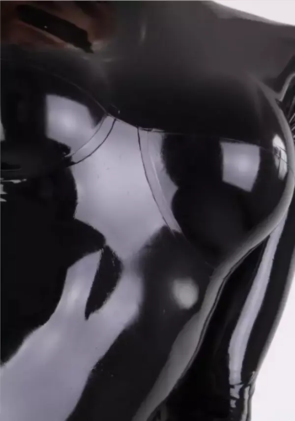 Black Latex Catsuit - Built-In Socks & Seamless Fit