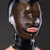 Translucent Latex Hood with perforated eyes and open mouth front view