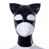 Latex Kitty Hood with big anime eyes front view