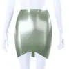 High-Waisted Black Latex Mini Skirt with Curved Hem – Sexy Pull-On Clubwear