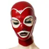 Red Latex Hood - White Contrast Trim & Superhero Design