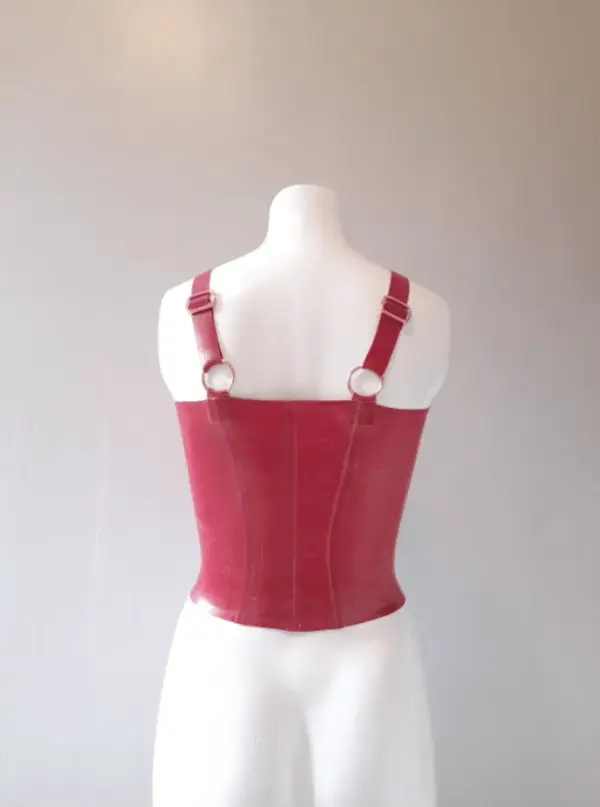 Latex Thick Strap Plunge Crop Top