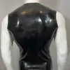 Rear view of sleeveless latex top for men with crew neck