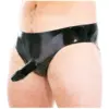 Men's Latex Sheath Briefs black rubber underwear with anatomical penis sheath