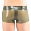 Sheer back latex shorts for men showing transparent rubber rear