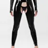 BDSM Crotchless Latex Leggings with open front design