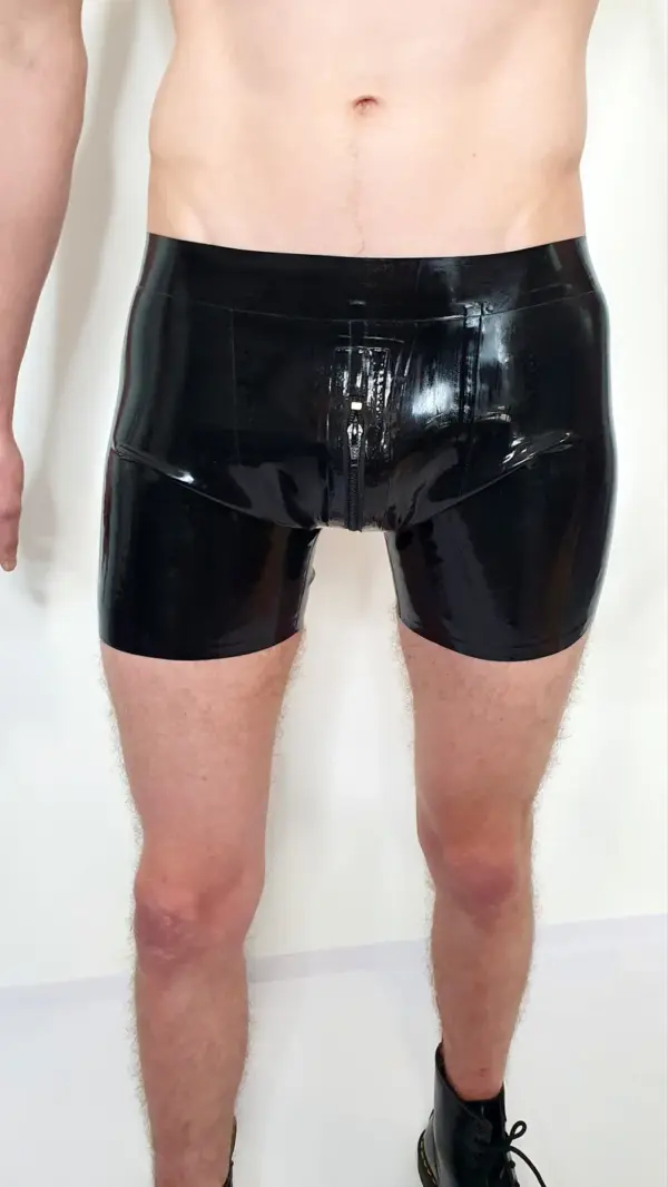 Men's Latex Boxer Shorts - Front Zip (Classic Basix)