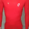 Red Latex Catsuit for men with 3D contour pouch front view