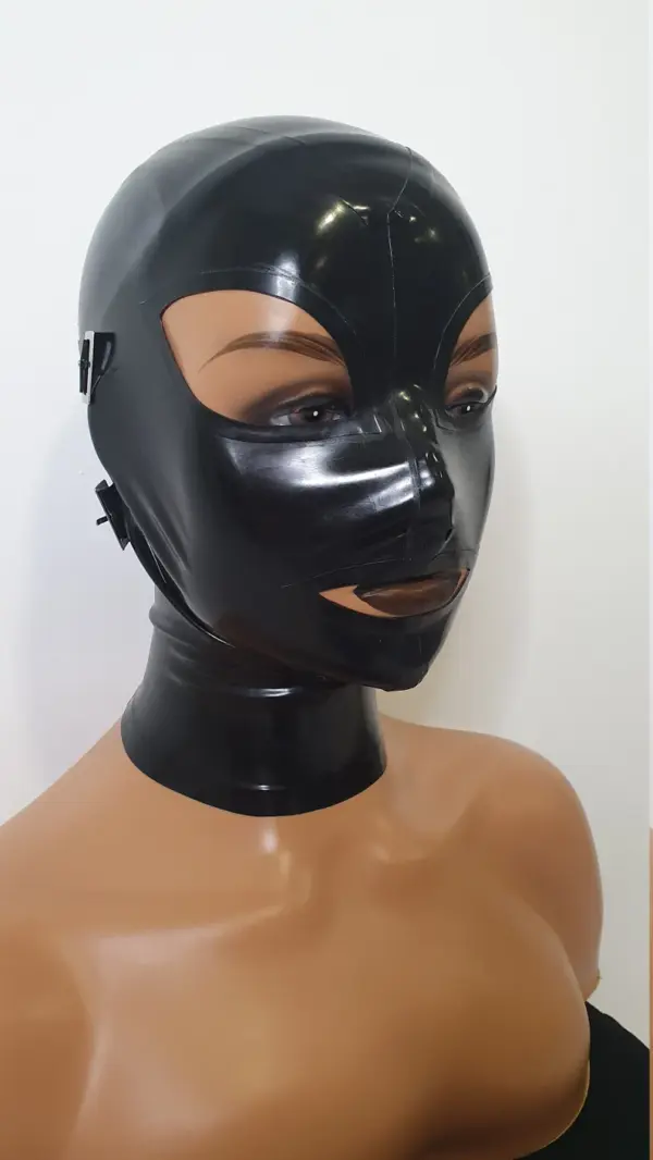 Latex Slave Hood - Removable Eye & Mouth Covers