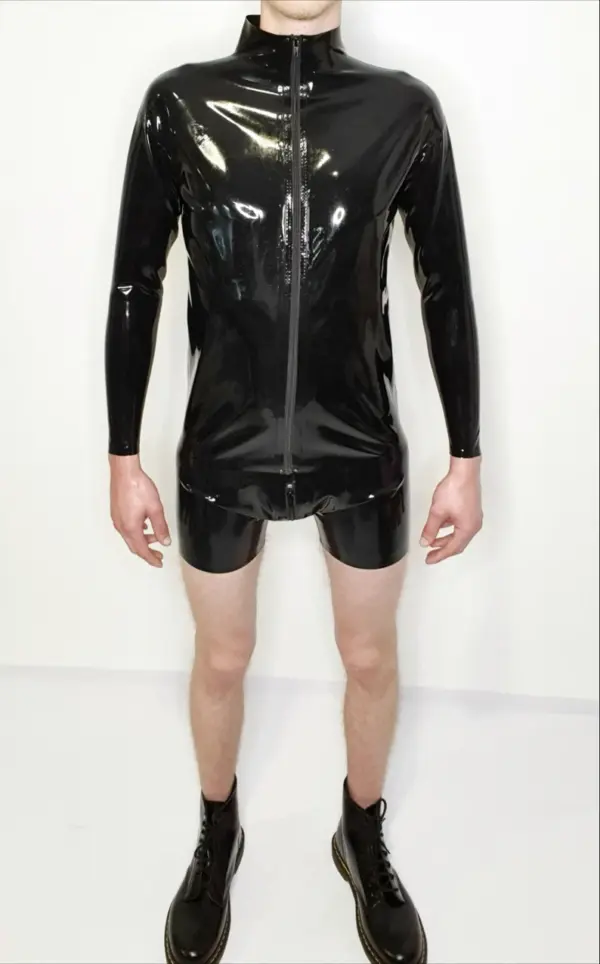 Men's Latex Zip Jacket - High Collar & Reinforced Seams