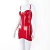 Red Latex Mini Dress - Underwired Cups & O-Rings