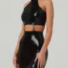 Latex Cutout Dress with Gold Metal Connectors detail