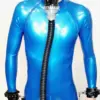 Orion Metallic Blue Latex Catsuit - Bondage Ready (Triple Zip)