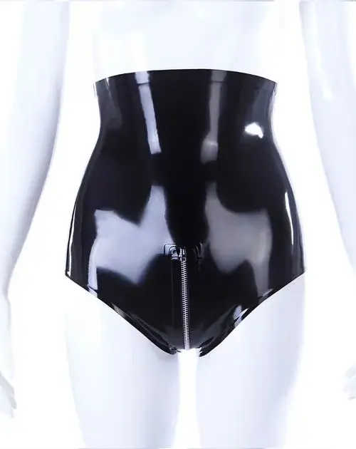 High Waist Latex Knickers with Full-Length Zipper
