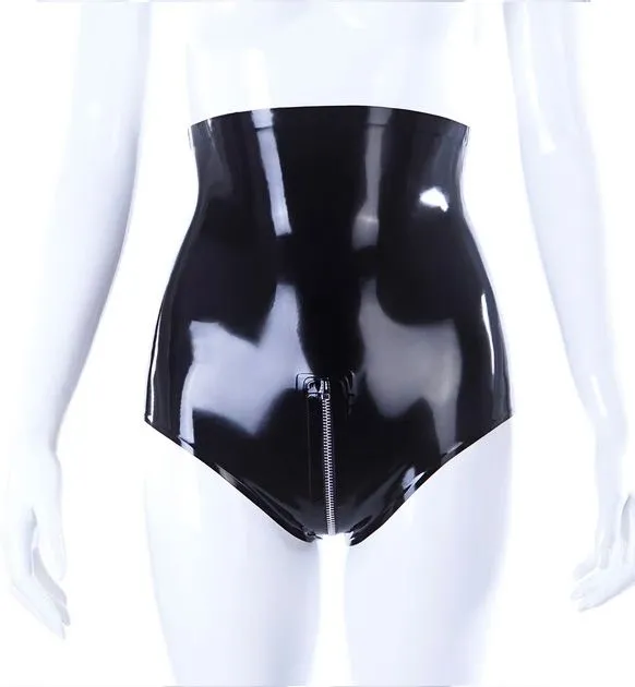 High Waist Latex Knickers with Full-Length Zipper