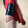 Red Latex Tailcoat Jacket - Black Collar & Cuffs