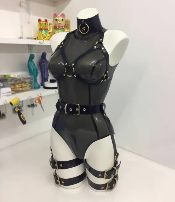 Double Layer Latex Bondage Harness Set - Waist & Thighs