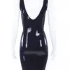 Essential Little Black Latex Dress with Scoop Neck and Low Back