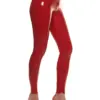 Glossy red High-Waist Latex Leggings with back seam detail and crotch zip