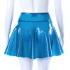 High-Waist Semi-Transparent Blue Latex Skater Skirt