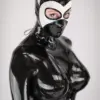 Panda Cat Latex Hood with ears and black and white design front view