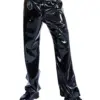 Unisex Latex Tracksuit Pants with drawstring waist black rubber joggers