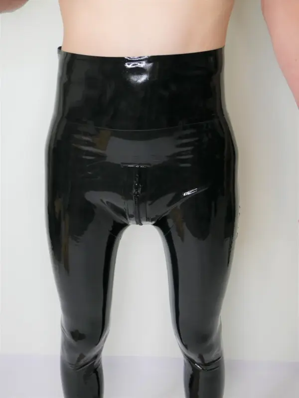 Men's Latex Leggings - High Waist 3D Contour & Dual Zip