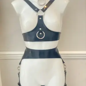 Heavy Latex Harness Set 0.8mm thick with chest waist and thigh straps