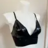 Custom Latex Sweetheart Plunge Bralette – Adjustable Longline Rubber Top