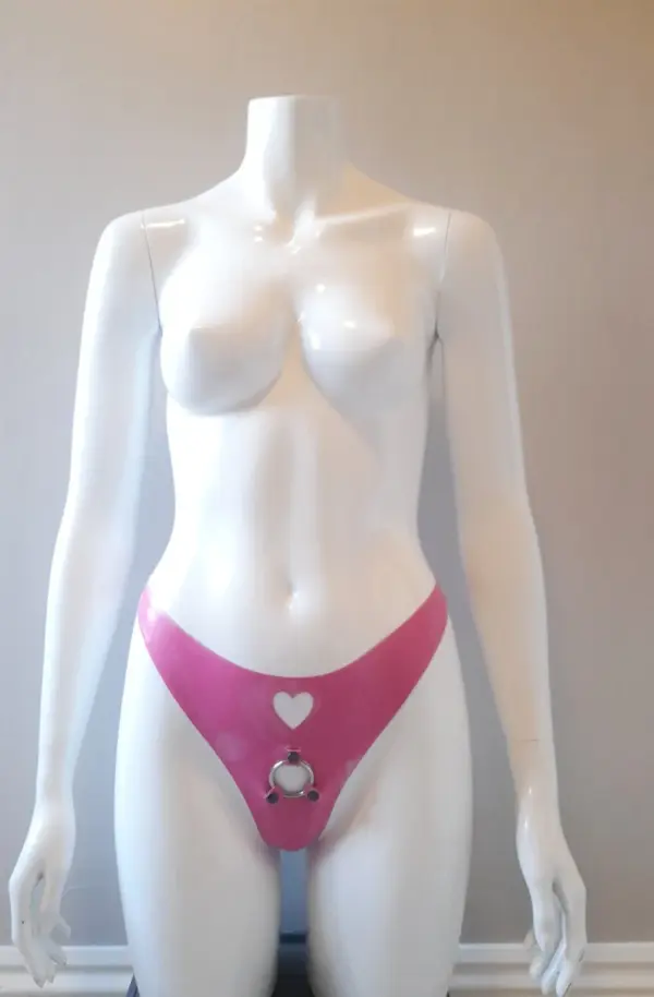 Latex Strap-On Thong - Heart Cut-Out & O-Ring