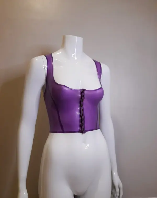 Latex Corset Style Top with Popper Front – Handmade Low-Cut Latex Tank