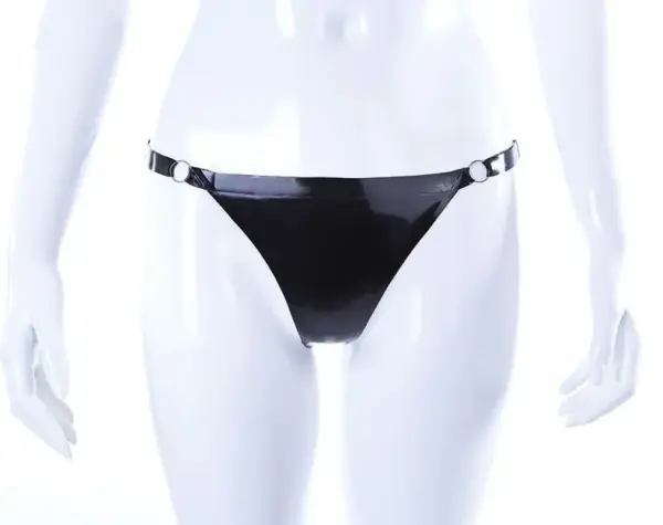 Adjustable Latex Thong with Silver O-Ring Detail – Sexy Minimalist Design