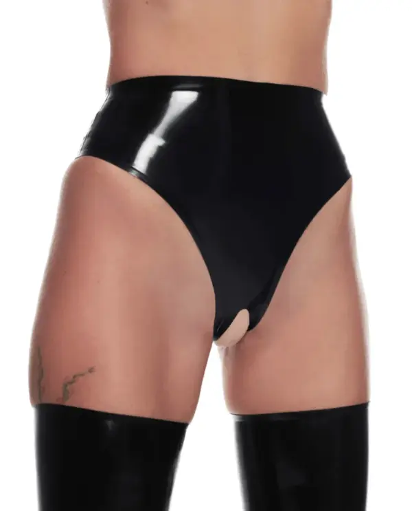 Crotchless Latex Briefs open crotch detail
