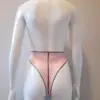 Latex High-Waist Thong Knickers with Contrast Trim and Center Stripe