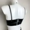 Adjustable Latex Bralette with Silver Zip and Stud Details