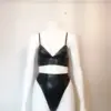 Latex Bra and High-Waist Thong Two-Piece Set