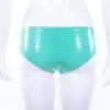 Low Waist Jade Green Latex Briefs with Black Bow