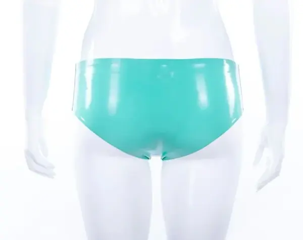 Low Waist Jade Green Latex Briefs with Black Bow