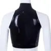 Adriana High Neck Latex Crop Top with O-Ring Zipper – Sleeveless Glossy Finish