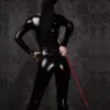 Dominatrix Black Latex Catsuit with Deep U-Neckline