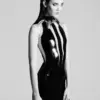 Latex Illusion Mini Dress - Transparent Panels & W-Cut