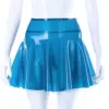 High-Waist Semi-Transparent Blue Latex Skater Skirt