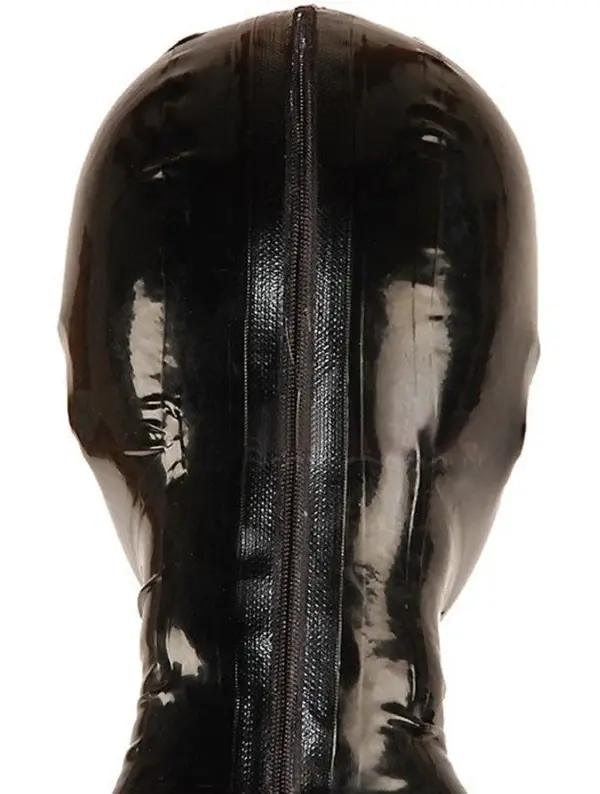 Side view of translucent rubber mask with tongue sheath