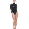 High Neck Latex Bodysuit side angle view showing slim fit and glossy texture