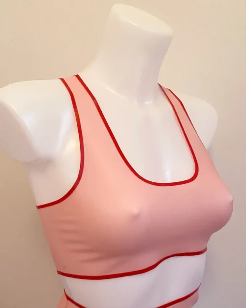 Latex Sports Bralette with Contrast Trim – Custom Racerback Crop Top